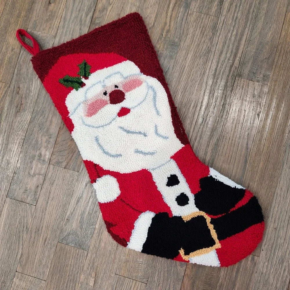 Wool Latch Hook Full‎ Size Christmas Stocking St Nicholas Jolly Santa Claus